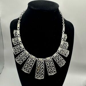 Vintage Signed Sarah Cov Silver Tone Statement Necklace